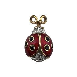 Swarovski Red Ladybug Gold Tone Pendant for Necklaces